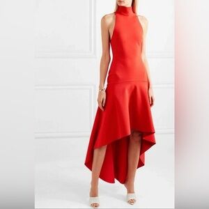 Solace London Bahar Red High Neck Asymmetrical Hem Dress NWOT